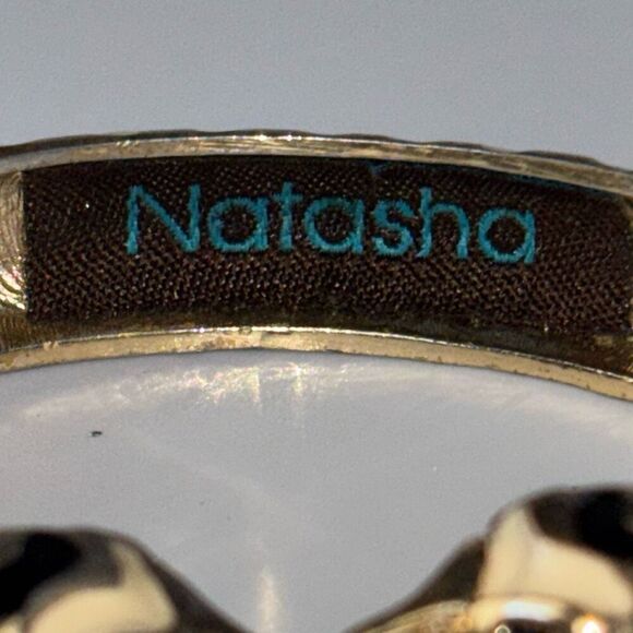 Vtg Natasha hinged cuff bracelet striped tiger/cheetah/dragon - Picture 5 of 8